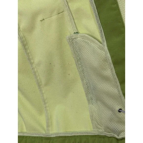 Athleta Womens Coat Jacket Small Lime Green Full Double Zip Hooded Snowflake - Picture 8 of 10